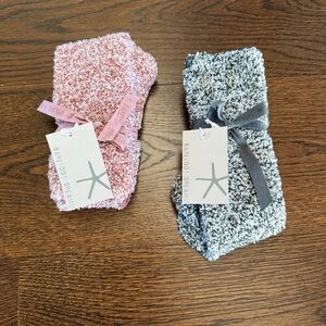 Barefoot Dreams Pink and Gray Cozy Socks Duo